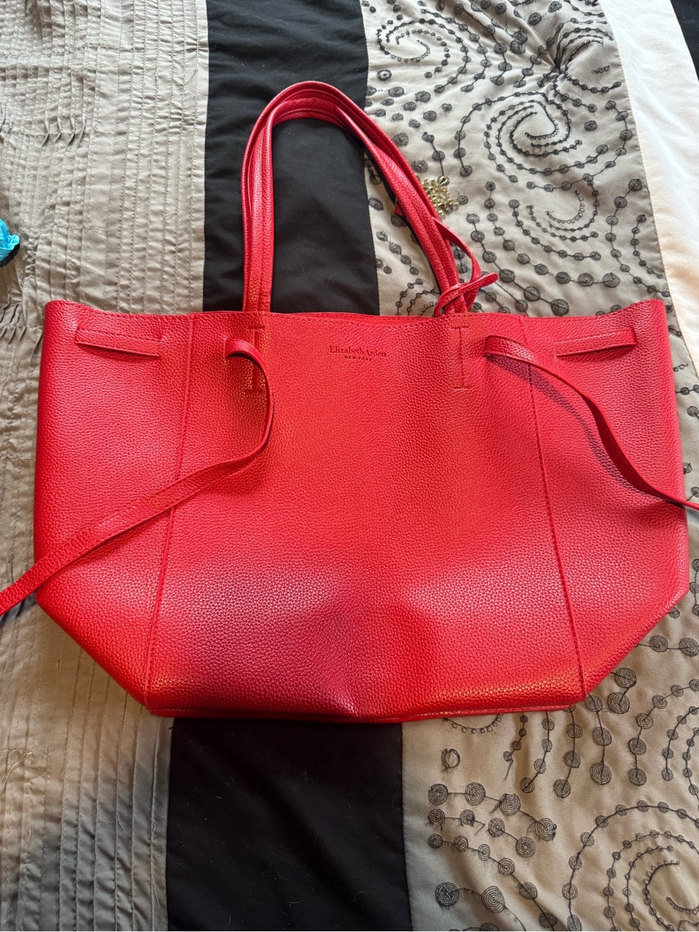 Elizabeth and James Bright Red Pebbled Leather Tote Bag